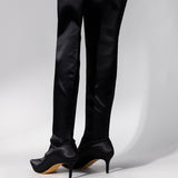 Alexa Wagner Black Satin Audrey Bootie