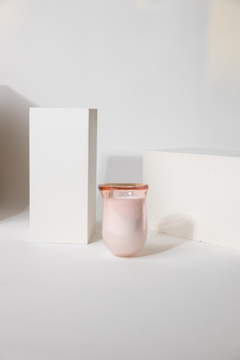 Handblown Bexley Pink Candle