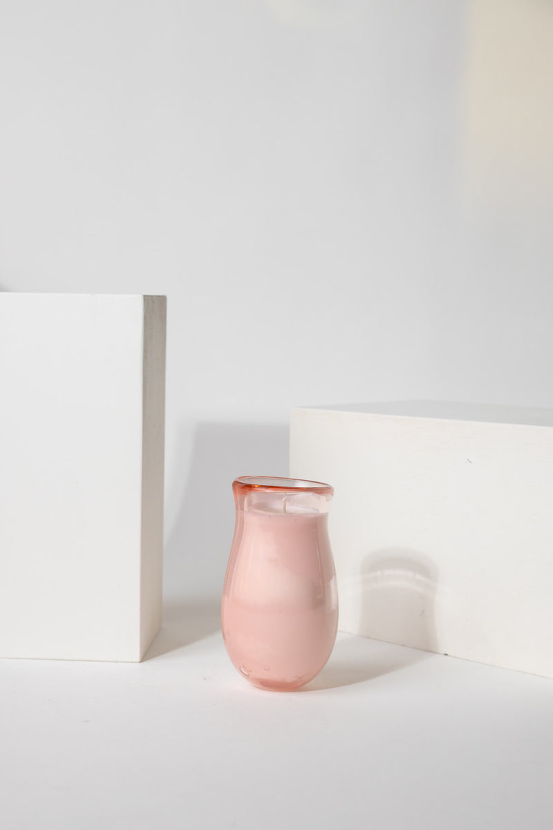 Handblown Bexley Pink Candle