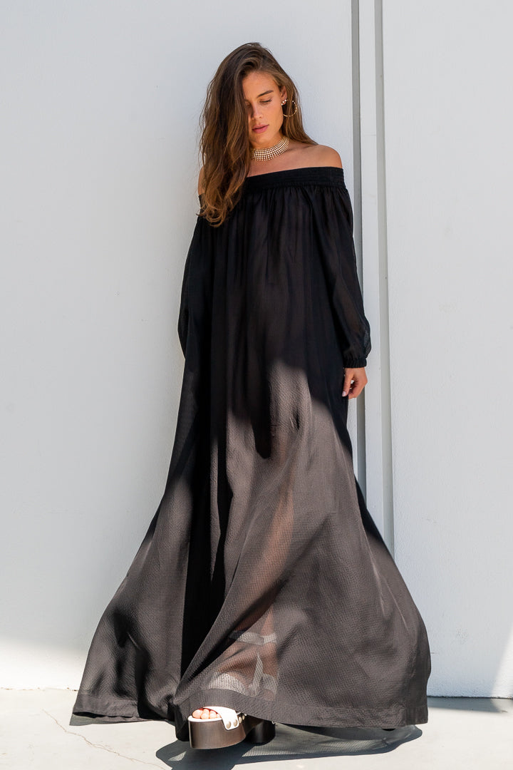 Alaia-Vichy-Blouse-Dress-Black-Amarees
