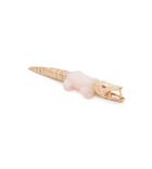 18K Yellow Gold Opal Alligator Bite Single Earring