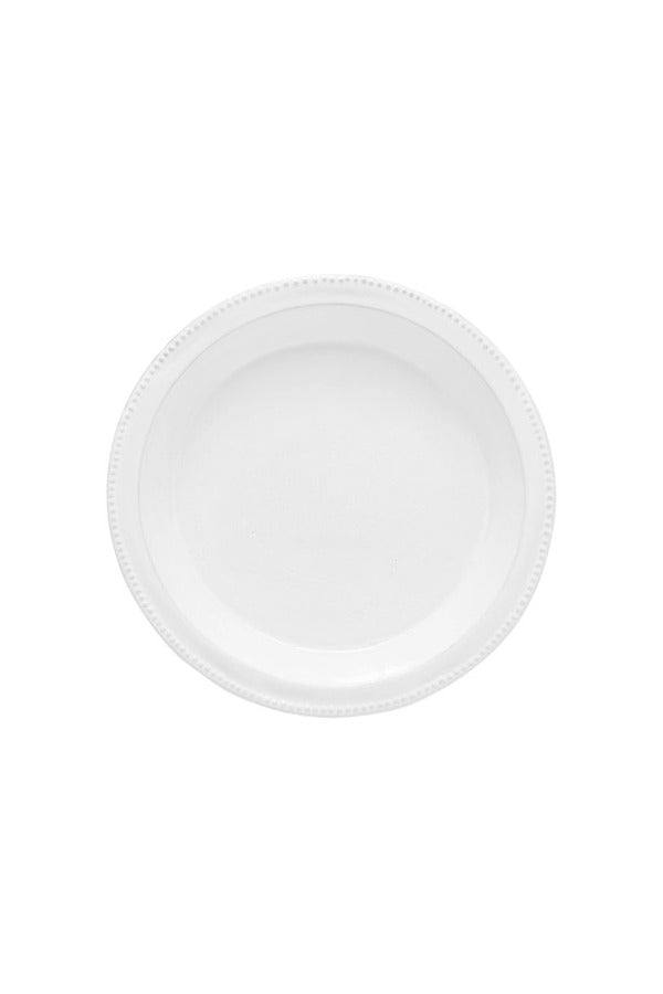 Overhead view of small perles soup plate on white background, with no model shown.