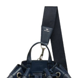 Top view of navy newport shoulder bag on white background with no model shwon.