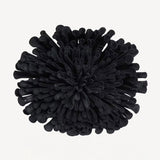 Front view of noir leather flower choker on white background, with no model shown.