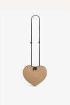 Front view of the natural heart bag in straw on a white background, with no model shown.