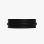 Back view of black large belt on white background, with no model shown.