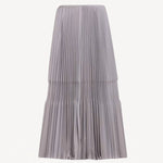Front view of gris souris pleated skirt on white background, with no model shown.