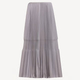 Front view of gris souris pleated skirt on white background, with no model shown.