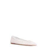 Aurora Braided Flat Shoe in Pearlized White Leather