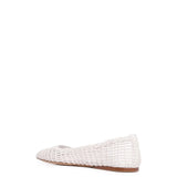 Aurora Braided Flat Shoe in Pearlized White Leather