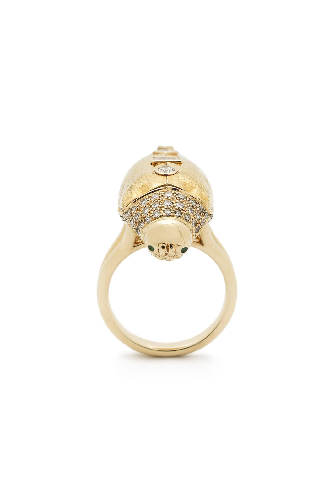 18K Yellow Gold Scarab Pop Art Diamond Ring