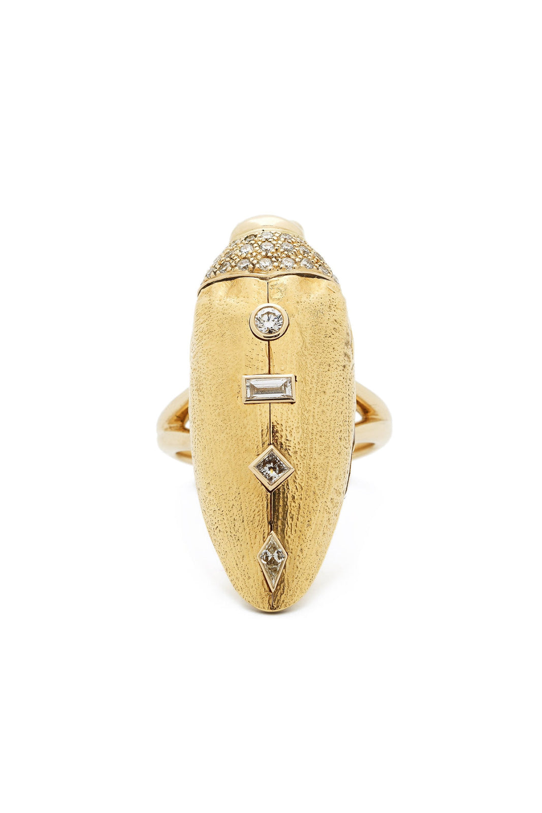18K Yellow Gold Scarab Pop Art Diamond Ring