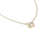 18K Yellow Gold Bezel Set Emerald Cut Diamond Necklace