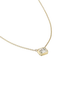 18K Yellow Gold Bezel Set Emerald Cut Diamond Necklace
