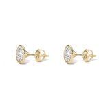 18K Yellow Gold Bezel Set Round Brilliant Diamond Earrings