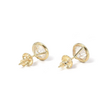 18K Yellow Gold Bezel Set Round Brilliant Diamond Earrings