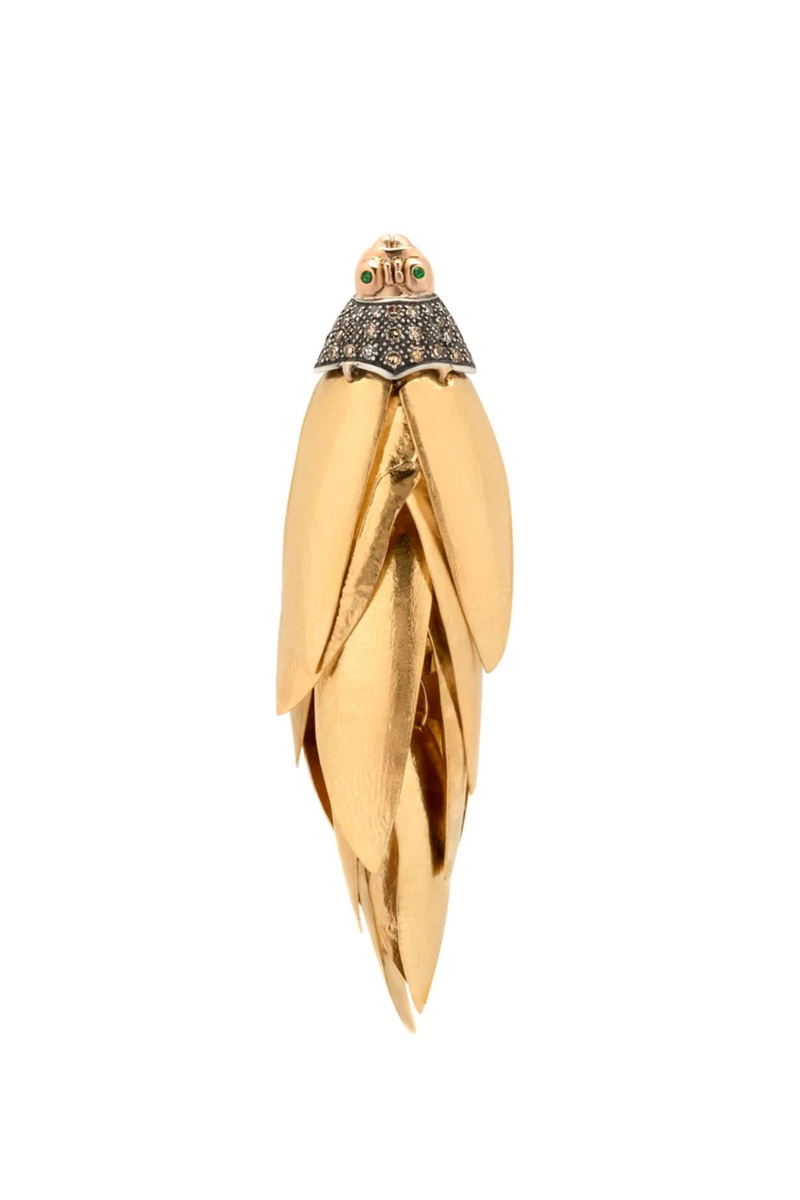 18K Yellow Gold Scarab Bunch Single Earring