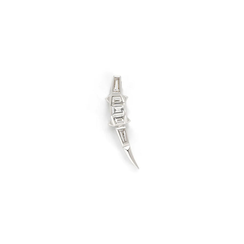 18K White Gold Diamond Alligator Right Single Climber
