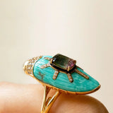 Bibi Van Der Velden Scarab Turquoise Ring with Watermelon Tourmaline