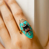 Bibi Van Der Velden Scarab Turquoise Ring with Watermelon Tourmaline