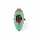 Bibi Van Der Velden Scarab Turquoise Ring with Watermelon Tourmaline