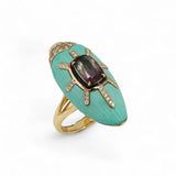 Bibi Van Der Velden Scarab Turquoise Ring with Watermelon Tourmaline