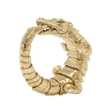 18K Yellow Gold Alligator Wrap Ring with Tsavorite Eyes