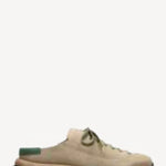 Right side view of the taupe uerzell sneaker on white background with no model shown.