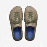 Overhead view of taupe uerzell sneaker on white background, with no model shown.