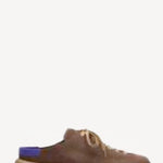 Right side view of marone uerzell sneaker on white background, with no model shown.