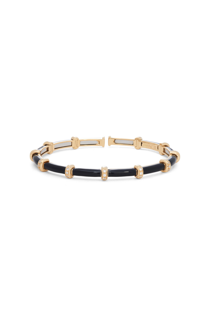 Black Enamel Carly Bracelet with Diamonds