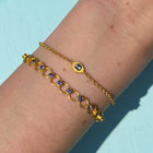 20K Yellow Gold Tanzanite Evil Eye Bracelet