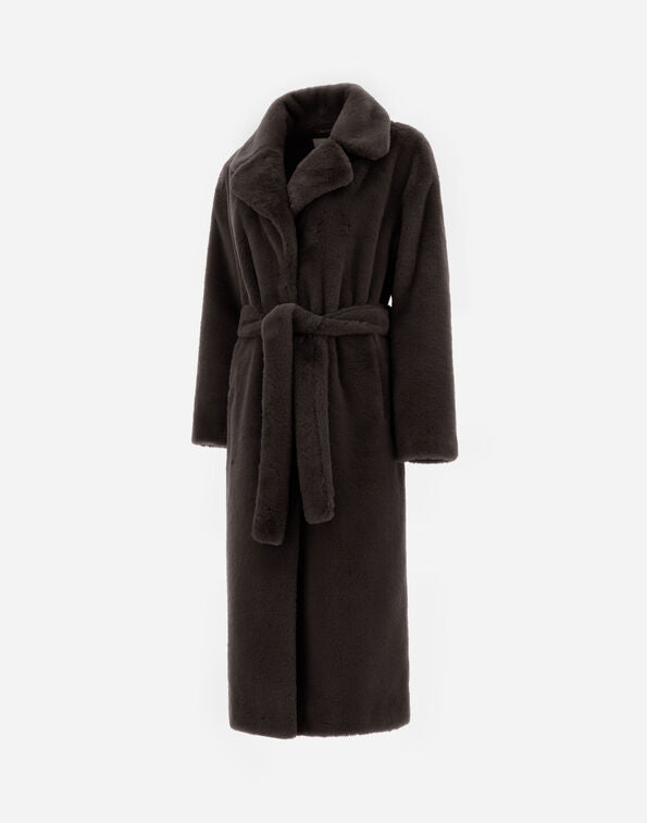 Eco Fur Belted Coat