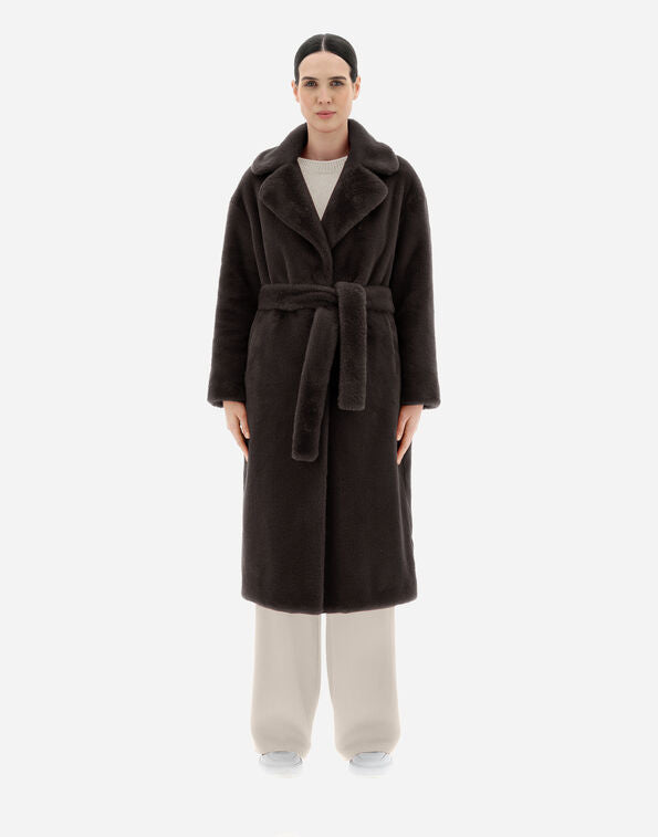 Eco Fur Belted Coat