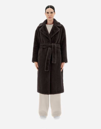 Eco Fur Belted Coat