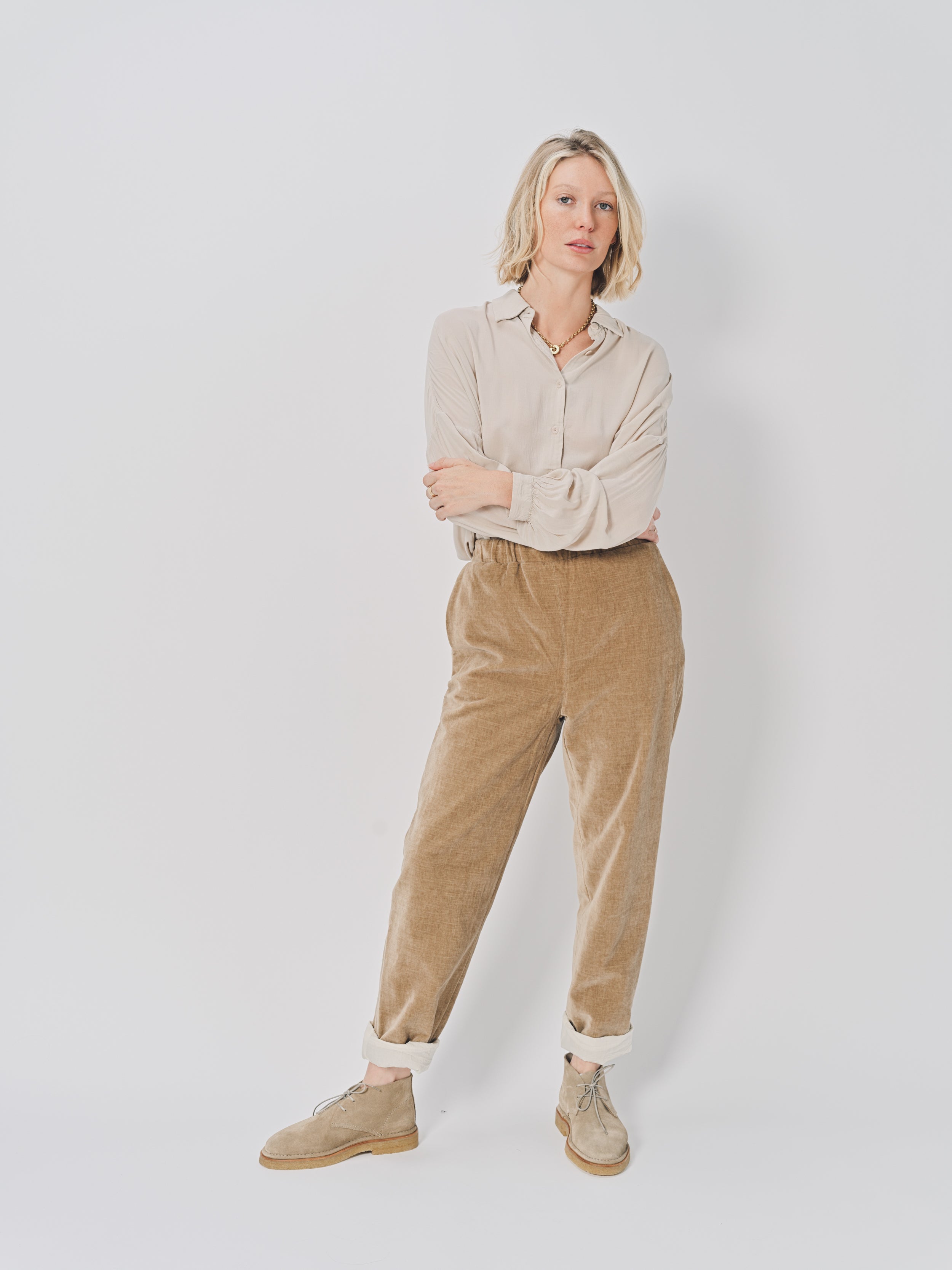Casey Casey Long Chasse Pant in Velvet Beige / XS