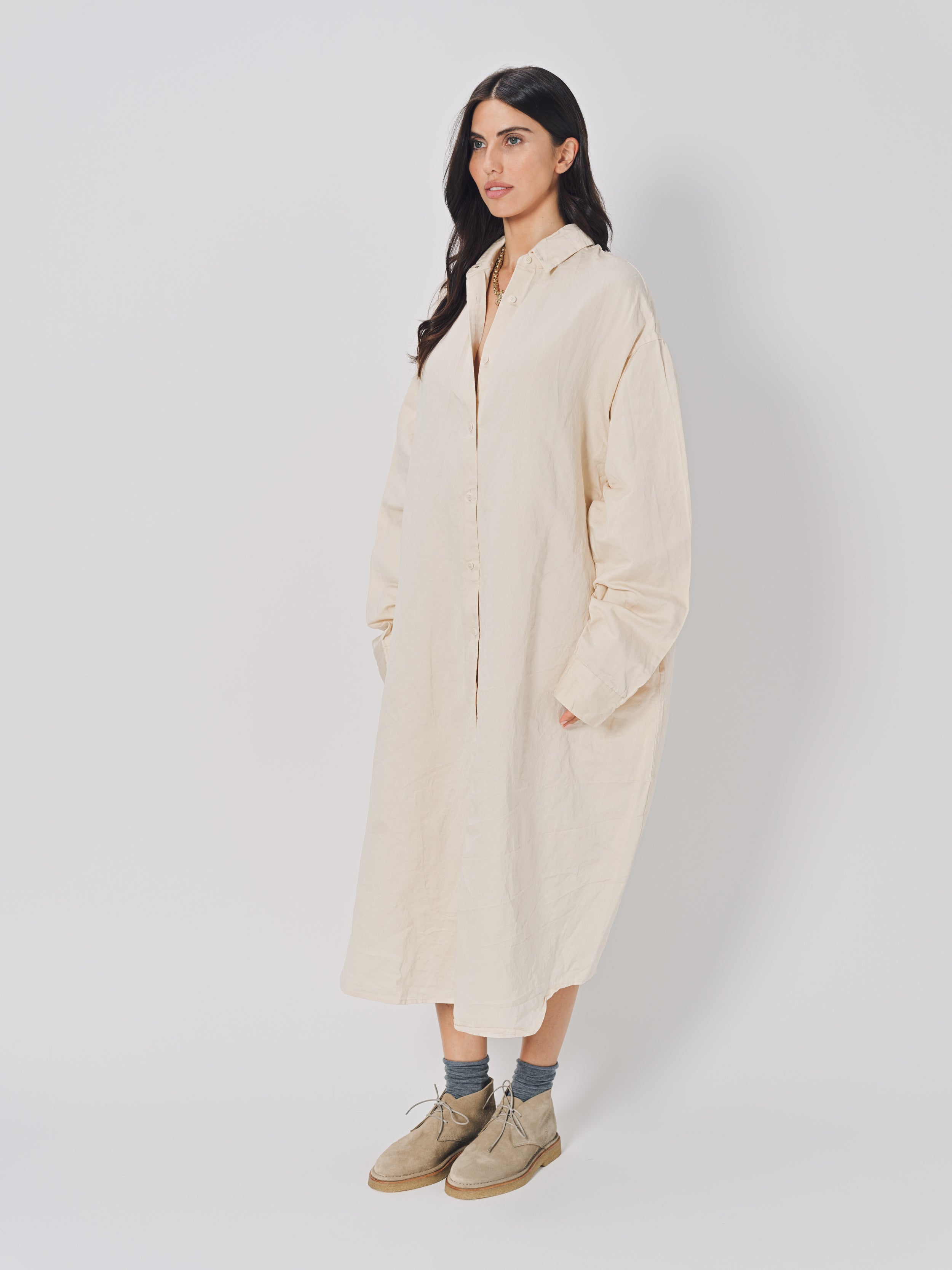 Casey Casey Tippy Dress in Sateen Natural / XS