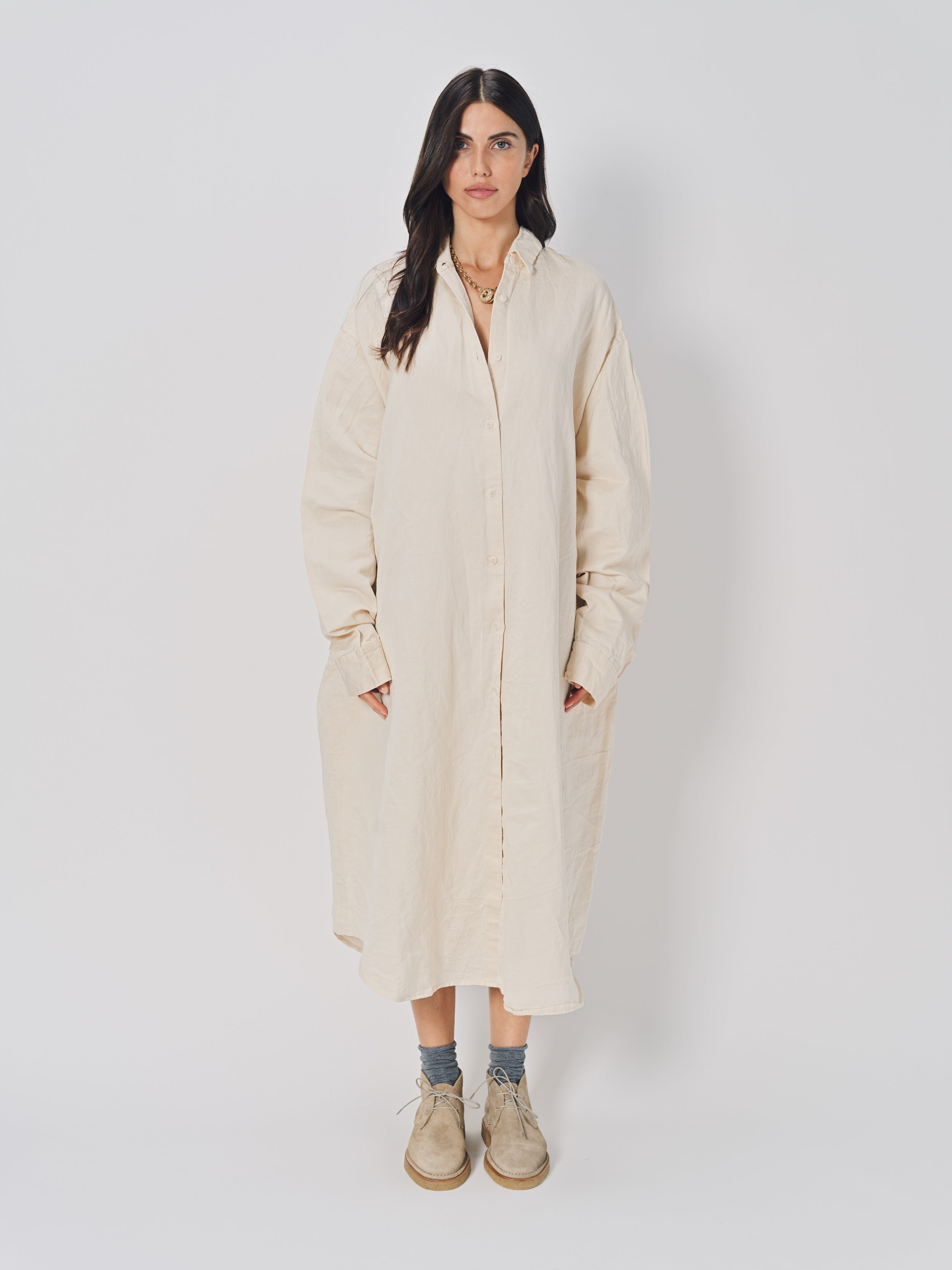 Casey Casey Tippy Dress in Sateen Natural / XS