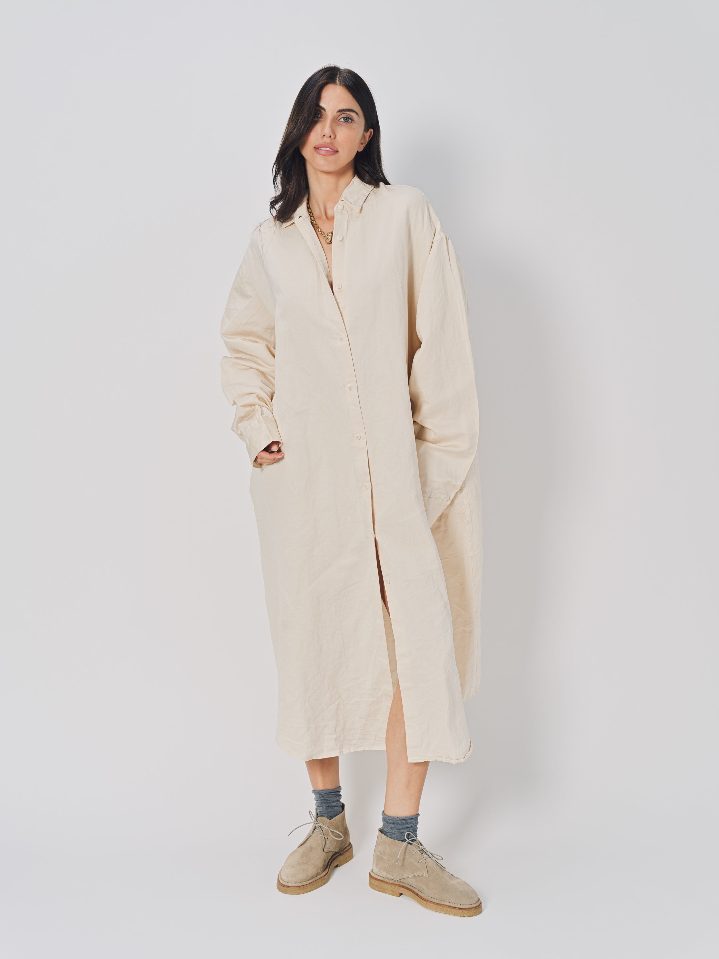 Casey Casey Tippy Dress in Sateen Natural / XS