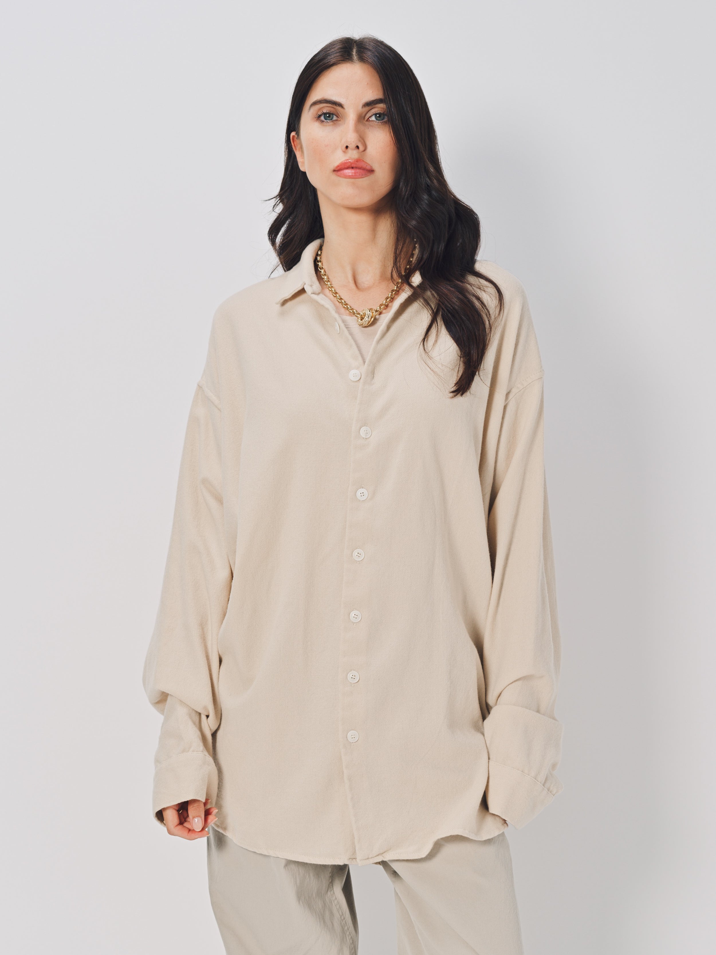 Casey Casey Orsan Shirt in Cashmere and Wool Ecru / 1