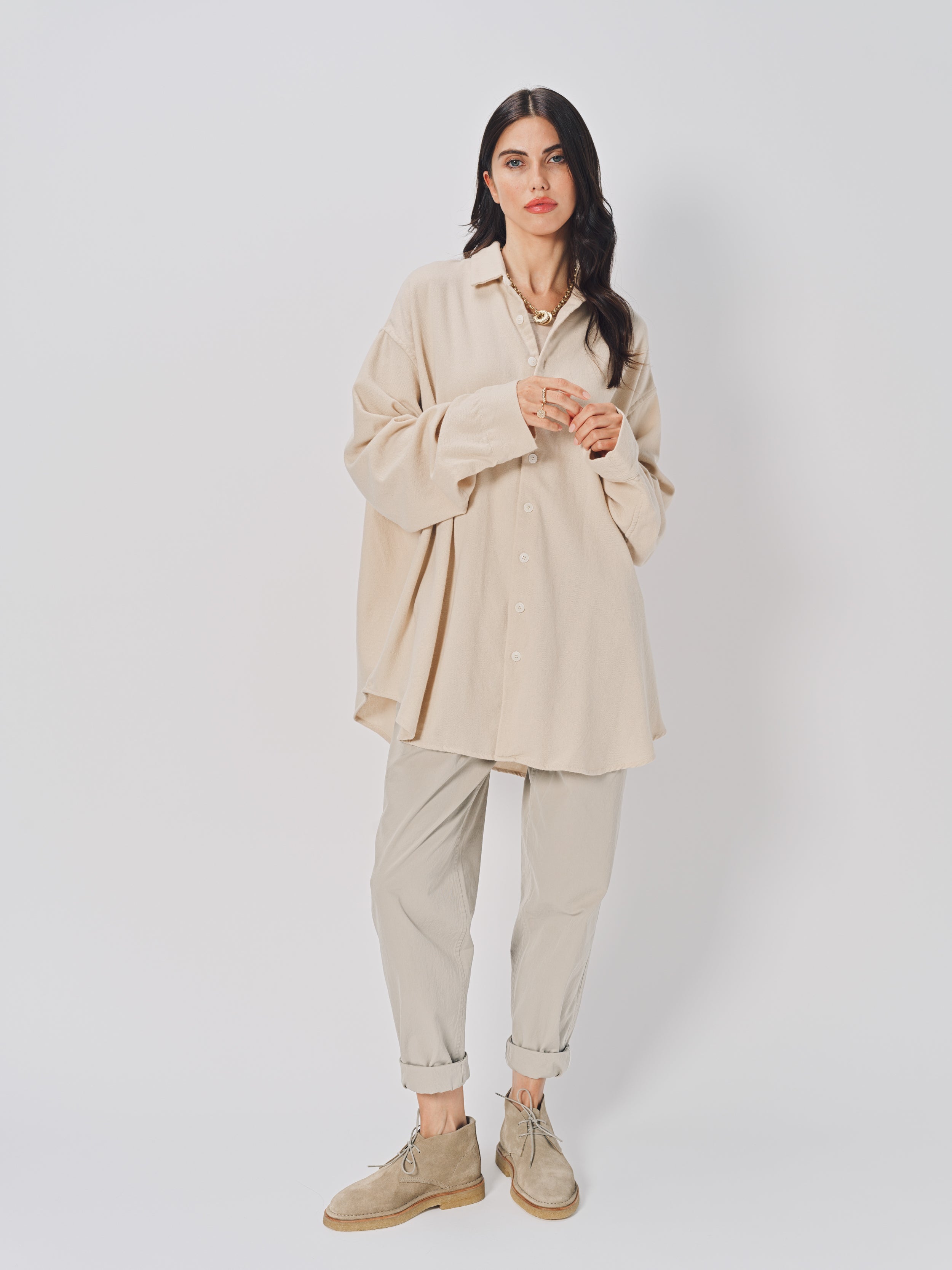 Casey Casey Orsan Shirt in Cashmere and Wool Ecru / 1