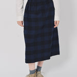 Casey Casey Simple Check Skirt in Cotton Navy / 1