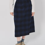 Casey Casey Simple Check Skirt in Cotton Navy / 1