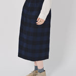 Casey Casey Simple Check Skirt in Cotton Navy / 1