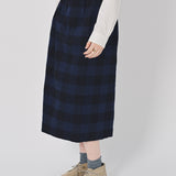 Casey Casey Simple Check Skirt in Cotton Navy / 1