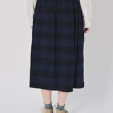 Casey Casey Simple Check Skirt in Cotton Navy / 1