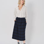 Casey Casey Simple Check Skirt in Cotton Navy / 1