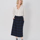 Casey Casey Simple Check Skirt in Cotton Navy / 1