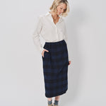 Casey Casey Simple Check Skirt in Cotton Navy / 1