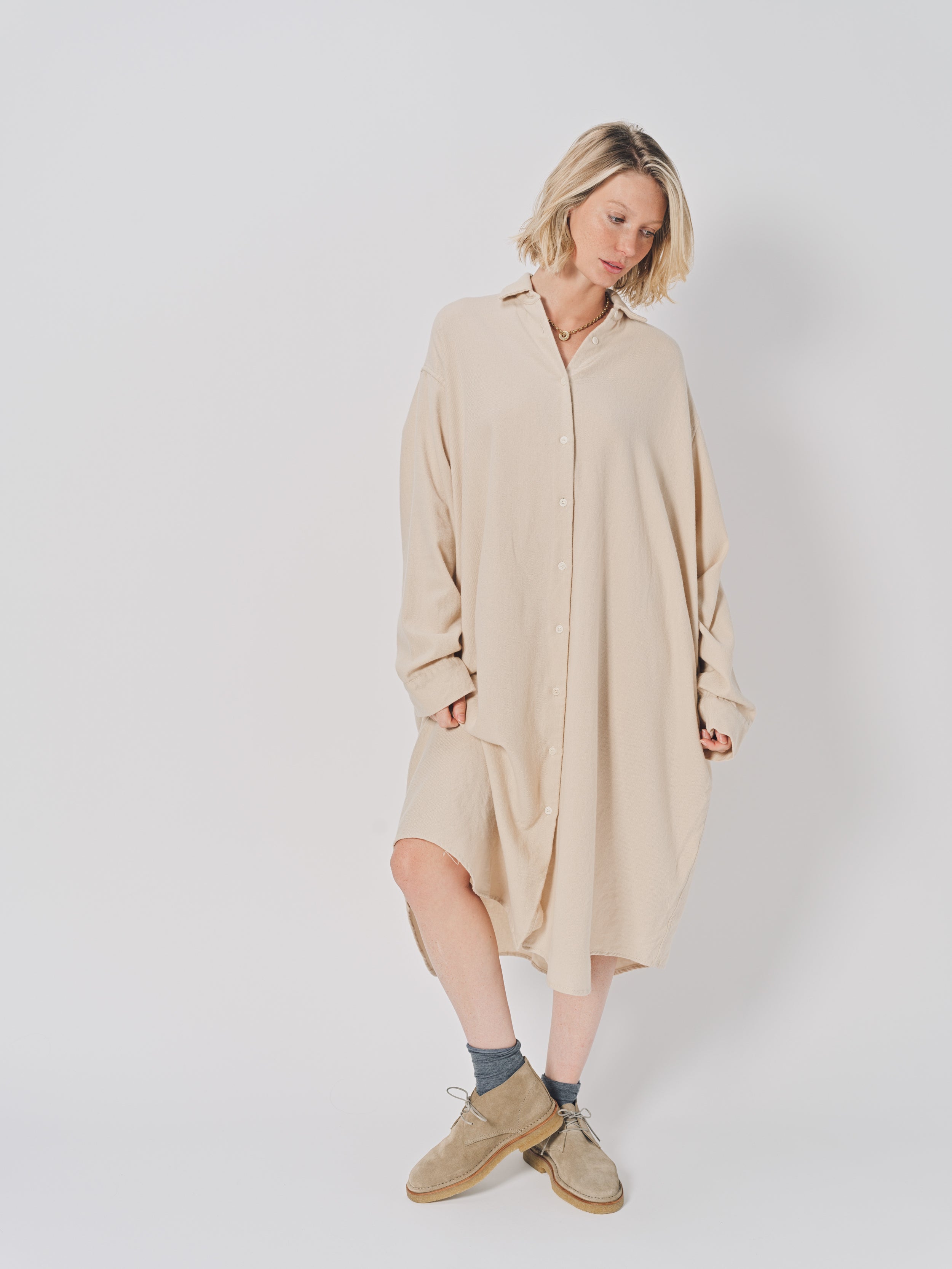 Casey Casey Orsan Dress in Cashmere and Wool Ecru / 0